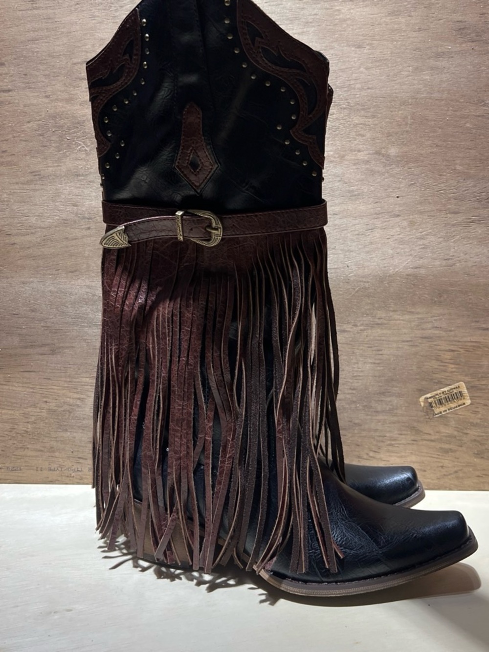 Women’s Fringe Western Boots - Brown and Black